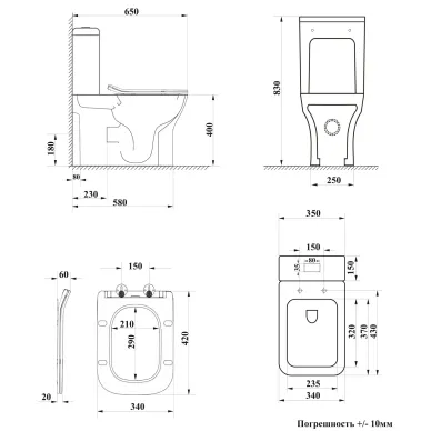 Унитаз напольный Cerutti SPA VETTORE Tornado CT10816 безободковый, микролифт 6