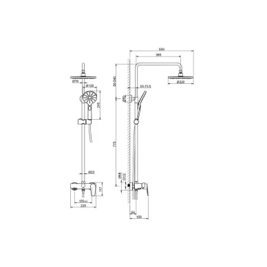 Душевая система Aquatek Бетта AQ2140BGM с изливом, оружейная сталь 6
