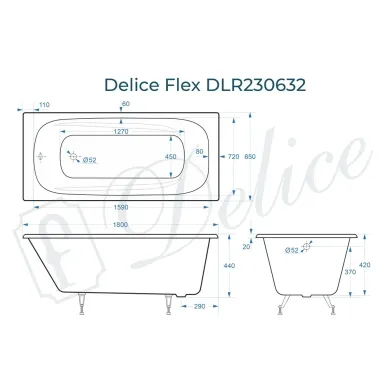 Ванна чугунная Delice Flex DLR230632 180х85 см, без антискользящего покрытия 7