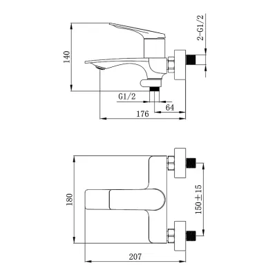 Смеситель для ванны Azario Lursy AZ-K3049B с лейкой, чёрный матовый 7