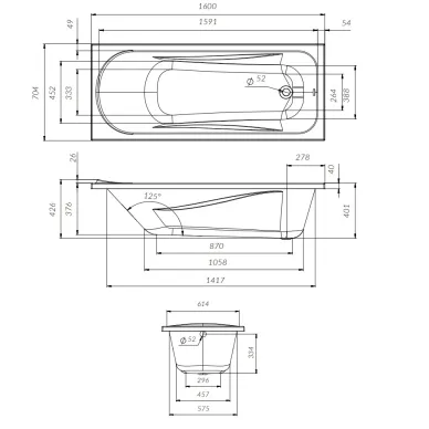 Акриловая ванна Am.Pm Sense W76A-160-070W-A 160x70, белая 7