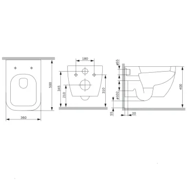 Унитаз подвесной Am.Pm Gem C901901SC безободковый, с микролифтом, белый 9