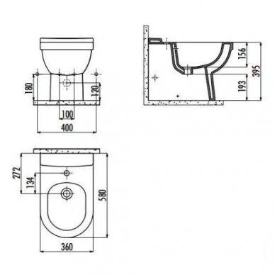 Биде напольное Creavit Vitroya (VT500-00CB00E-0000) белое 1