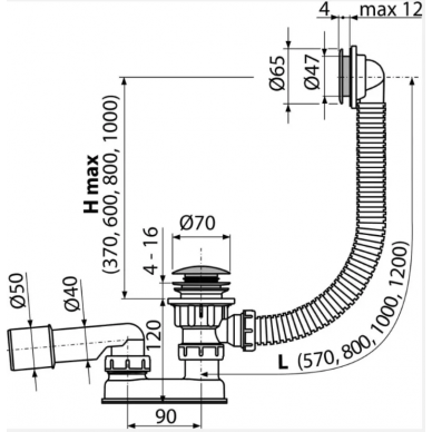 Слив-перелив для ванны Alcadrain (A505CKM) 1