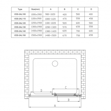 Душевая дверь Vincea Alpha (VDS-3AL100MT) 100x190 см, профиль хром/текстурное 6