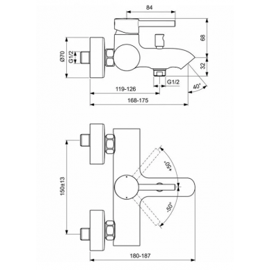 Смеситель для ванны Ideal Standard Ceraline (BC199XG) матовый черный 5