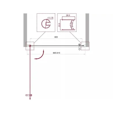 Душевая дверь BelBagno Uno (UNO-B-1-90-P-Cr) 90х185 см, профиль хром/стекло рифленое 3