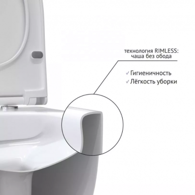 Чаша подвесного унитаза Berges EGO (082122) безободковый, с микролифтом, белый 7