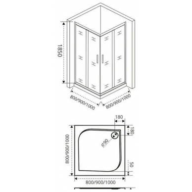 Душевой уголок Good Door Latte CR-90-C-WE (90x90) профиль белый/стекло прозрачное 1