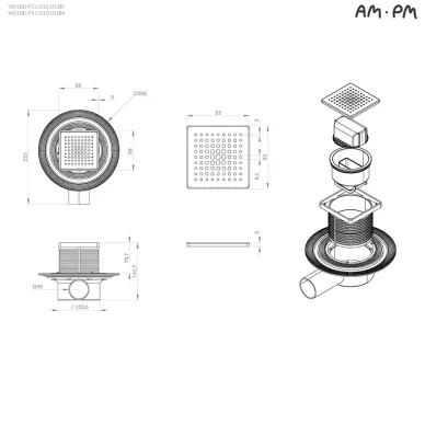 Трап для душа Am.Pm MasterFlow (W01BD-P11-010-01BM) (10х10см) универсальный затвор Cut Gradient 10