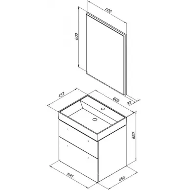Тумба для ванной Aquanet Nova 242279 60 см, белый глянец 8