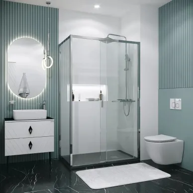 Душевой уголок Grossman Style 110х90х195 см, стекло прозрачное/профиль хром 7