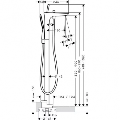 Смеситель для ванны Hansgrohe PuraVida (15473400) напольный 2