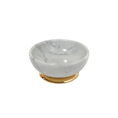 3SC Elegance Мыльница настольная, цвет: мрамор bianco carrara/золото 24к. Lucido EL01ABCGD 0