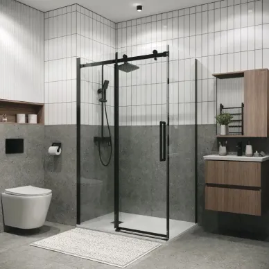 Душевой уголок Grossman Classic 110х100х195 см, стекло прозрачное/профиль чёрный матовый 5