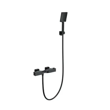 Смеситель для душа Wonzon & Woghand Twist WW-B2025-A-MB с термостатом, черный матовый 0