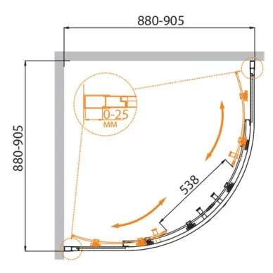 Душевой уголок Cezares Molveno MOLVENO-R-2-90-C-BORO-IV 90x90 профиль брашированное золото/стекло прозрачное 5