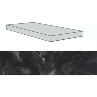 Cтупень угловая правая/левая клееная BRUNO PERLA/NERO MARMO BLACK FULL LAPPATO 33x120 0