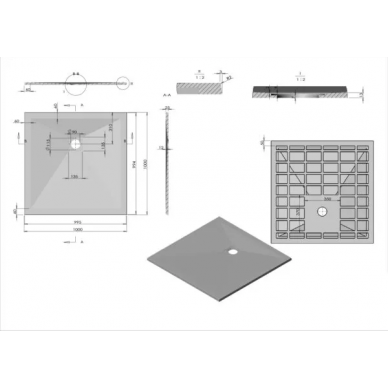 Поддон для душа Vincea (VST-4SR1010W) 100x100 см, белый матовый 6