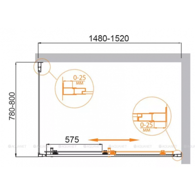 Душевой уголок Cezares Molveno (MOLVENO-AH-11-150/80-P-Cr) 150x80 см, профиль хром/стекло рифленое 4