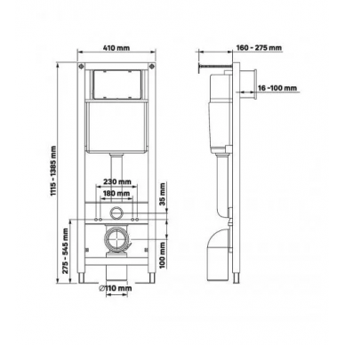 Инсталляция Berges Atom Line 410 + VENTAS Rimless + кнопка черная Soft Touch, безободковый, в комплекте с унитазом (белый), с сидением микролифт 7