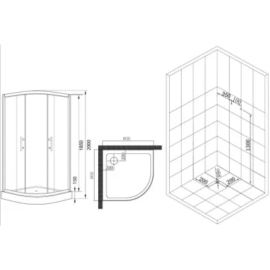 Душевой уголок Esbano ESD-8005, 80x80 см, профиль хром/стекло рифленое/поддон белый 5