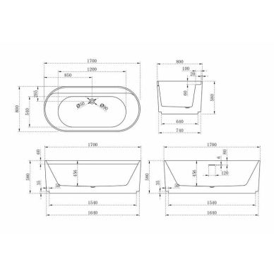 Акриловая ванна Abber AB9444MW 170x80 белая матовая 5