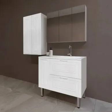 Тумба для ванной Style Line Альба ЛС-000010054 правая, 90 см с корзиной для белья, белая 6