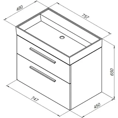 Тумба для ванной Aquanet Nova 242262 75 см, белый глянец 9
