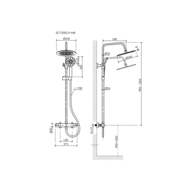 Душевая система Sancos Kanedo SC7200CH с термостатом, хром 8