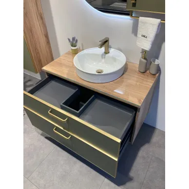 Тумба для ванной ORKA Salerno 3008779 80 см Sardinia/светлое дерево, ручки золото 5