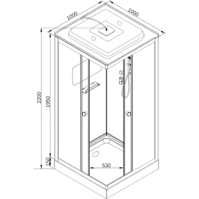 Душевая кабина DTO K K401SEL 100x100x220 см, с электрикой 18