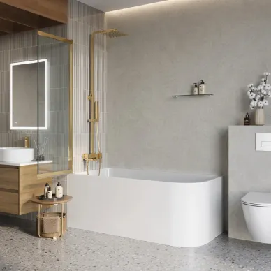 Душевая шторка BelBagno Luce LUCE-VF-11-100/145-C-ORO 100 см, золото/прозрачное стекло 1