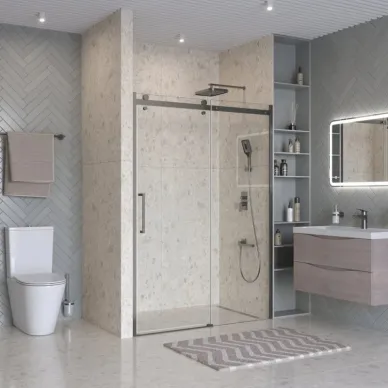 Душевая дверь BelBagno Marino MARINO-2-BF-1-130-C-GM 130 см, оружейная сталь/прозрачное стекло 3