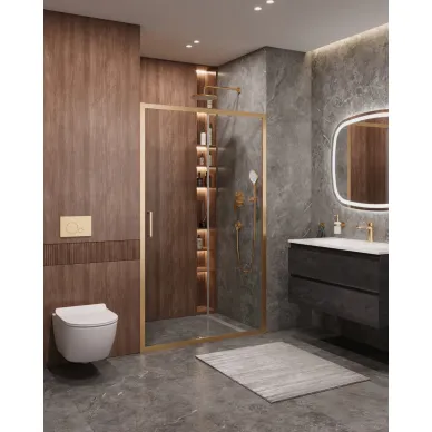 Душевая дверь Cezares Molveno MOLVENO-BF-1-120-C-BORO-IV 120х195, профиль брашированное золото/стекло прозрачное 0