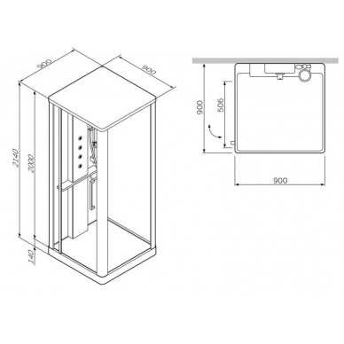 Душевая кабина Am.Pm Awe (W15C-804-090MTE) (90х90) с паром (пристенная) 7