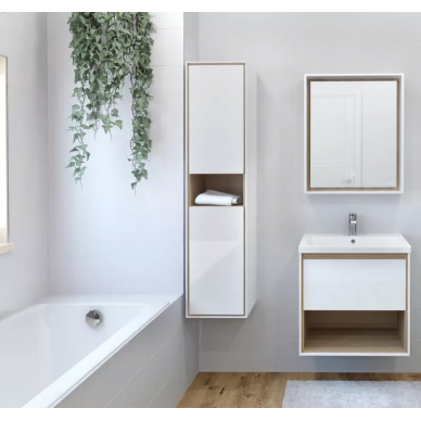 Тумба для ванной Cersanit Louna (SP-SZ-LOU-CO80/Wh)  белый глянец/дуб Эврика, 80 см 6