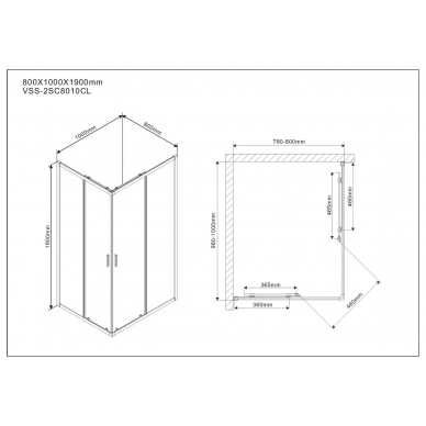 Душевой уголок Vincea Scala (VSS-2SC8010CL) 100x80х190 см 6