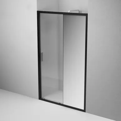 Душевая дверь Am.Pm Gem Solo (W90G-140-1-195BMir) 140х195 см, стекло прозрачное, зеркальное/профиль черный матовый 5