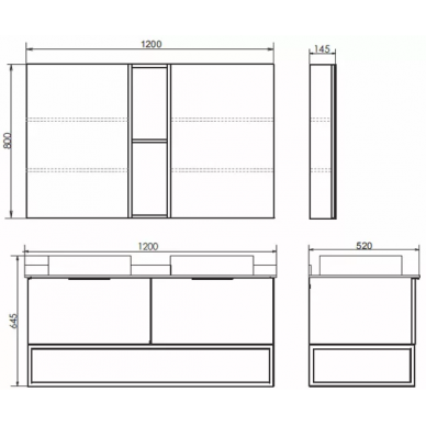 Тумба для ванной Comforty Порто-120-2 (120x64.5x52 см), дуб дымчатый, две раковины 6
