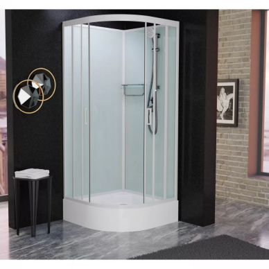 Душевая кабина Frank F409/1 М White (20027) 100х100х215 см, матовое стекло, без крыши 8