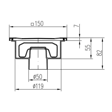 Трап для душа Azario Нептун (AZ-320 X N) DN50/95 15х15см, вертикальный слив 1