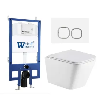 Инсталляция Welt Wasser Bamberg 545 + GELBACH 043 GL-WT + Bamberg WT в комплекте с унитазом, безободковый, с сидением микролифт 0