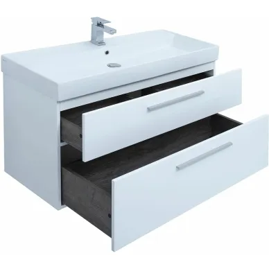 Тумба для ванной Aquanet Nova 249922 Slim Synergy, 100 см, белый глянец 10