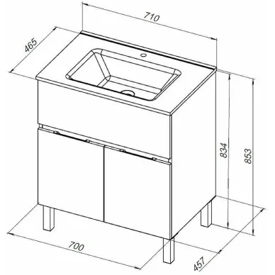 Тумба для ванной  Aquanet Алвита New 303899 70 см, серый матовый 8