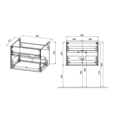 Тумба для ванной Vincea Chiara VMC-2C600CO 60x48 см, подвесная, C.Oak 6