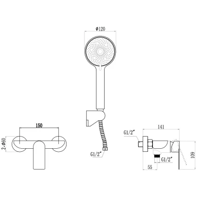 Смеситель для душа Fmark FS8802H черный 9