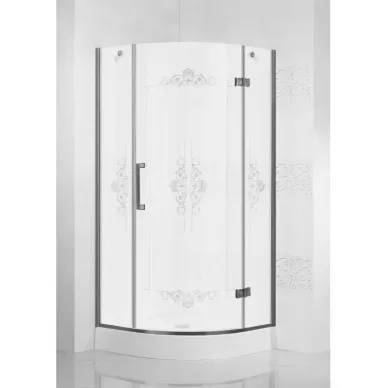 Душевая дверь Cezares Magic R1 Royal Palace (90x90) (правый) прозрачное стекло с матовым узором (хром) 0