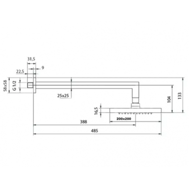 Верхний душ Teorema Square Standart 200 (IH015CRSC) 1