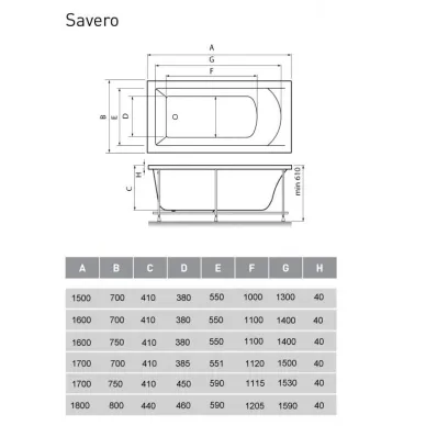 Акриловая ванна Vayer Savero (Гл000009147) 180x80 6